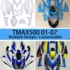 페어링 키트 오토바이 TMAX500 2001 2002 2003 2004 2005 2006 2007 무료 맞춤형 ABS 페어링 주입 YAMAHA TMAX 500 1