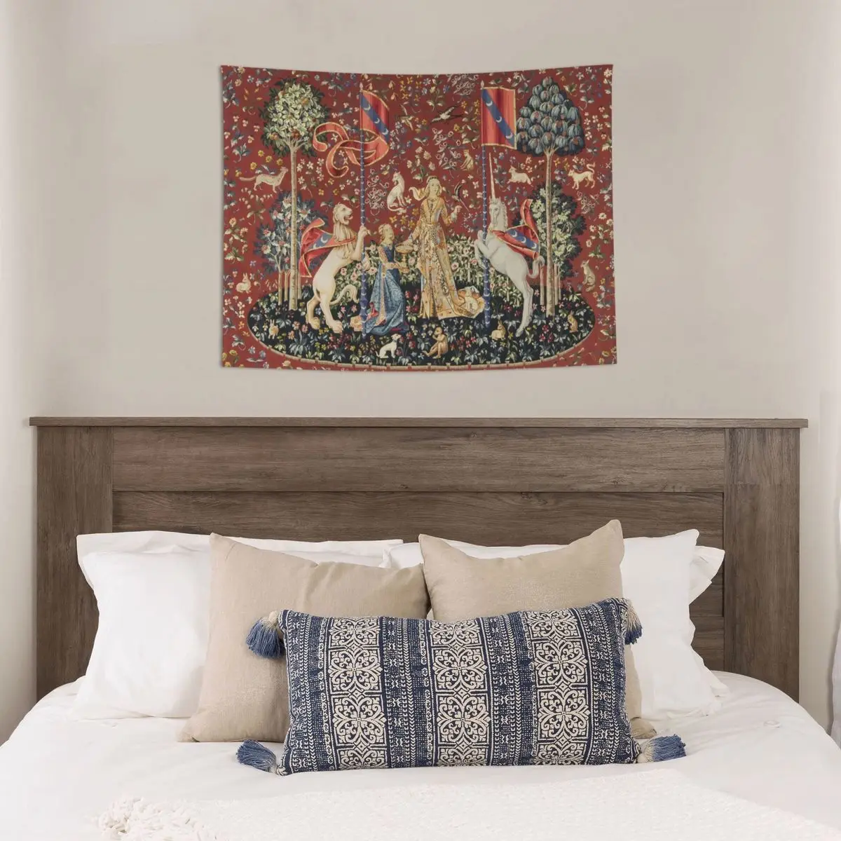 The Lady And The Unicorn Taste Tapestry Hippie Fabric Wall Hanging Medieval Renaissance Room Decor Table Cover Wall Blanket