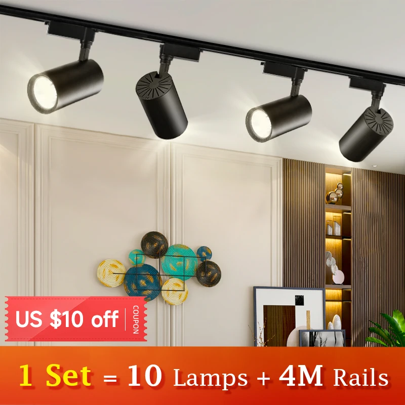 Complete Set of Track Light Rail Lighting 12/20/30/40W Spot LED Living Rooms Stores and Kitchens Track Lamp and Stripe Lighting