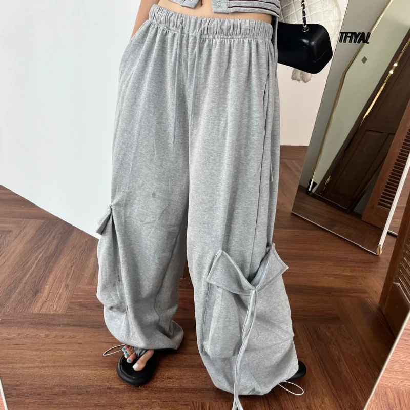 Pantaloni casual dimagranti a vita alta a gamba larga per le donne Primavera Autunno Nuovi pantaloni Sle Faionable Big Ket possono essere abbinati