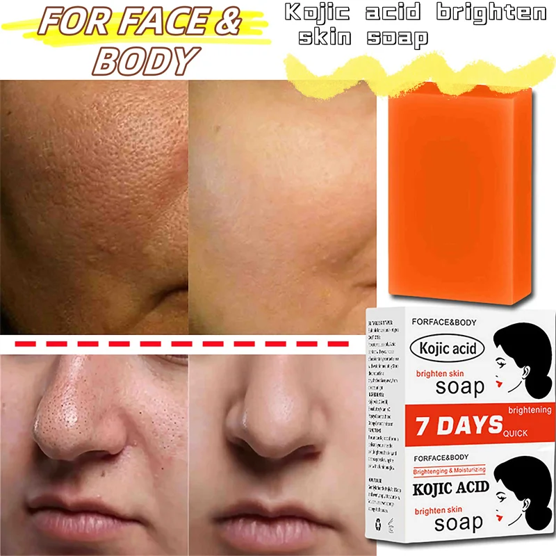 

Kojic Acid Brighten Skin Handmade Soap For Face & Body Lighten Dark Skin Whiten Body Underarm Exfoliation Deep Clean Care 140g