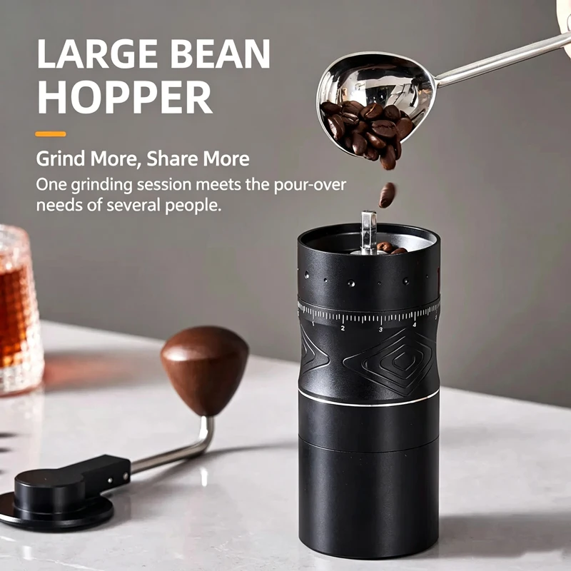 Hand-Crank Coffee Bean Grinder, Italian-Style Hand-Drip Portable Coffee Grinder with External Graduation Markings