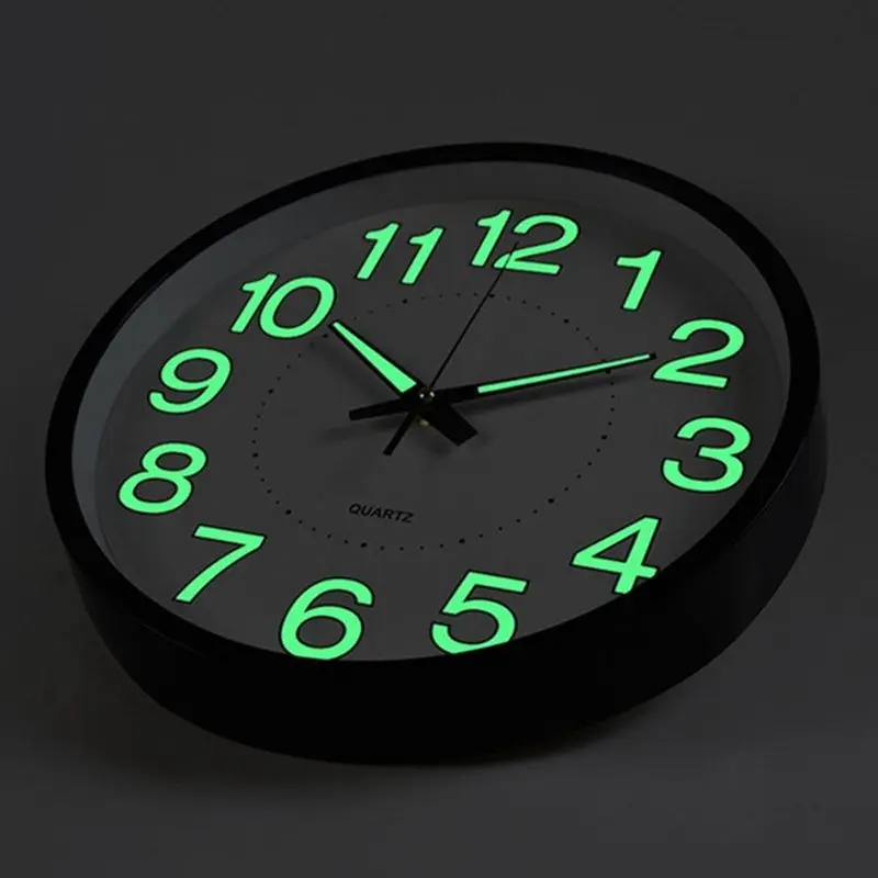 12 Inch / 30Cm Luminous Wall Clock Silent With Night Light Glow In The Dark Round Clock, Living Room Decoration-[LUCK 9]