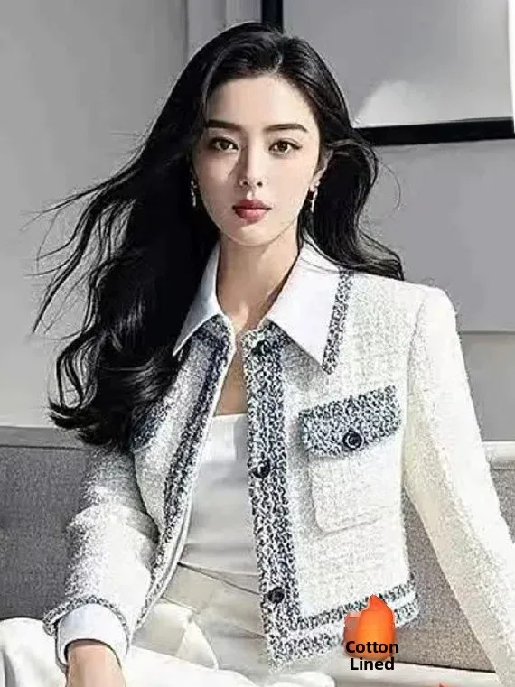 Fashionable Short Outerwear Elegant Patchwork Perfume Wind Spring Autumn Design Celebrity Top Trendy Commute Style Long Sleev...