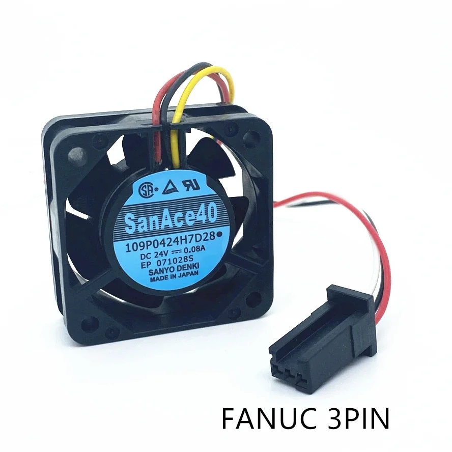 Ventilador refrigerando do servidor para Fanuc, SANYO 4015, 109P0424H7D28, 40*40*15mm, 3Pin, P/N: A90L-0001-0441/39, DC24V, 0.08A, 40*40*15mm