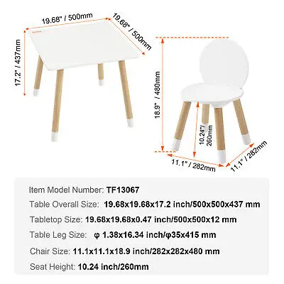 US Kids Table and 2 Chairs Set Kids Craft and Play Table Drawing Reading