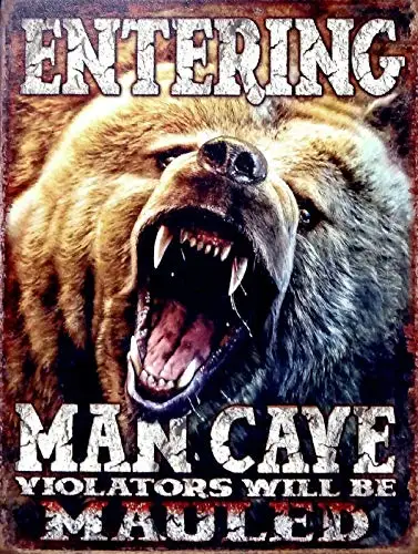 

Entering Man Cave Bear Metal Tin Sign Retor Wall Decor Tin Sign 8x12 Inch