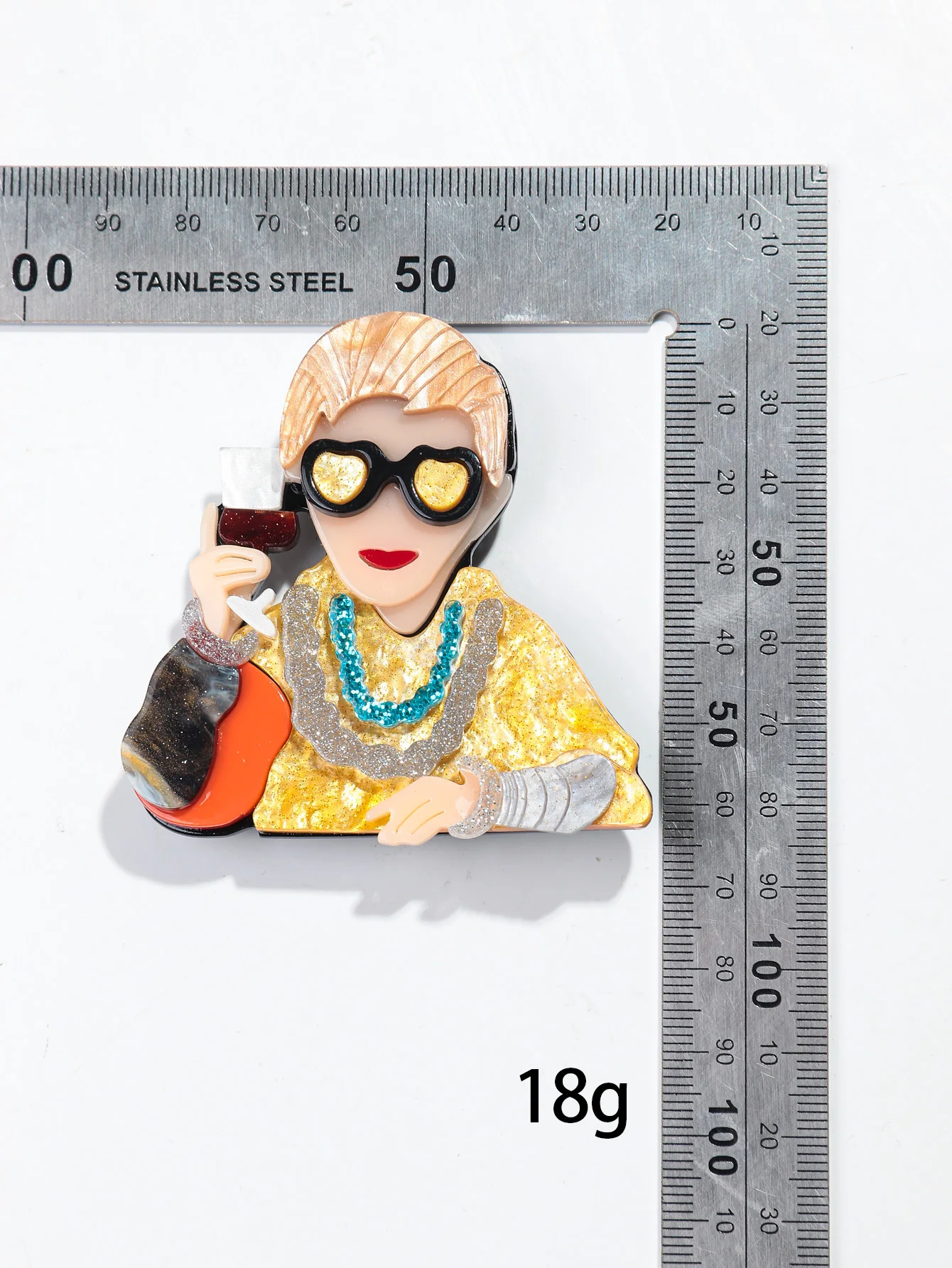 Modische Großmutter-Acrylbroschen für Damen, Niedliche Weinglas-Alte-Damen-Figur Anstecknadeln, Kleidungsschmuck-Accessoires – Detail 1