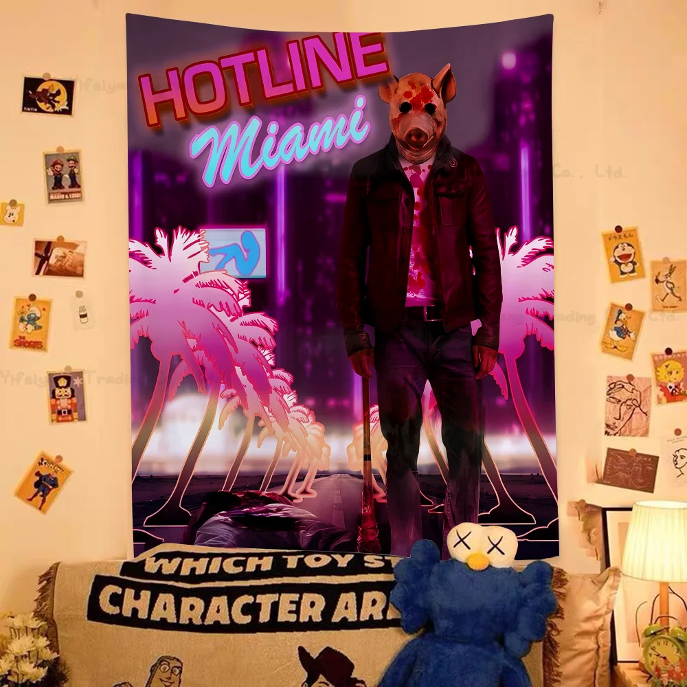 Hotline Miami 1 2 Hot Video Game Chart Tapestry Home Decoration Hippie Bohemian Decoration Divination Wall Hanging Home Decor