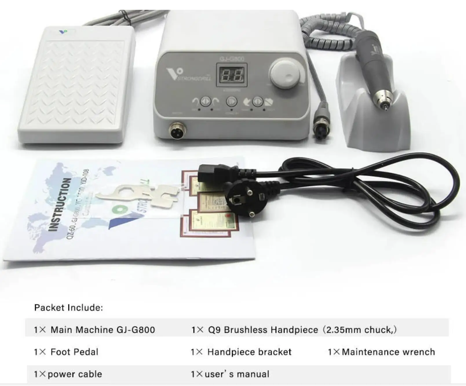 

50,000 RPM brushless motor using foot dental laboratory polishing kit G800 mobile dental microcomputer polishing graving jewelry