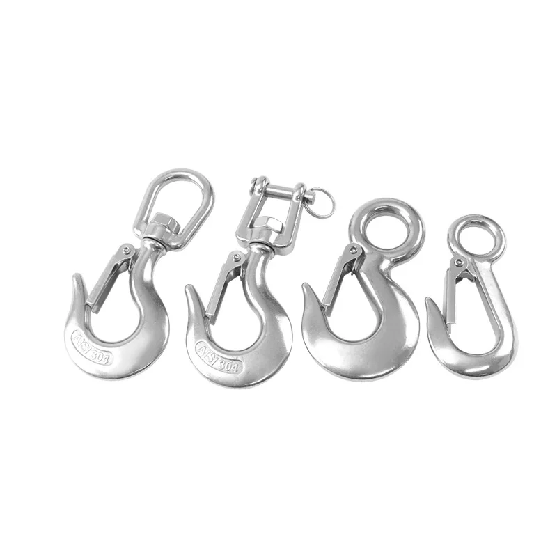 

Factory Direct Supply 304 Stainless Steel Rotating Cargo Hook Big Eye Lifting Hook Fork Type American Cargo Hoist Hook