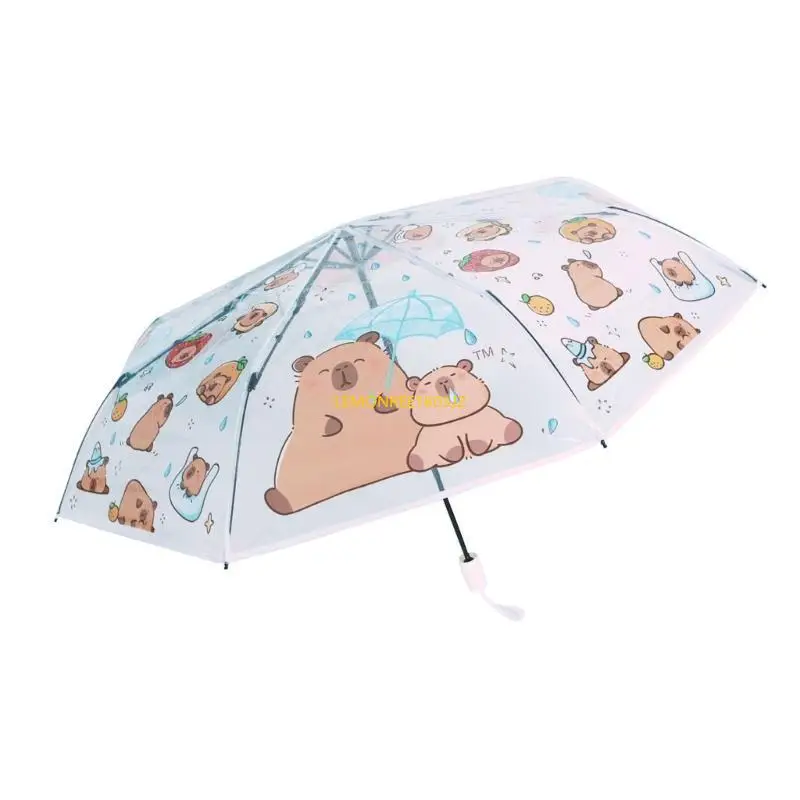 N58C Automatic Open Close Auto Auto Compact Smbrella for Rain Protections Capybara Print