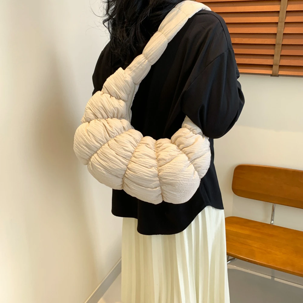 Pleated Cloud Dumpling Bags Quilted Cotton Crossbody Bags Ladies High Quality Shoulder Bag Large Capacity Puffer Women Sling Bag