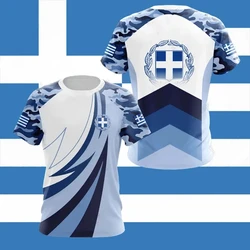 Hellas T Shirt For KID Geometric Line Greece Flag National Emblem Print Men's T-shirts Daily Street Casual Unisex Clothing Tops