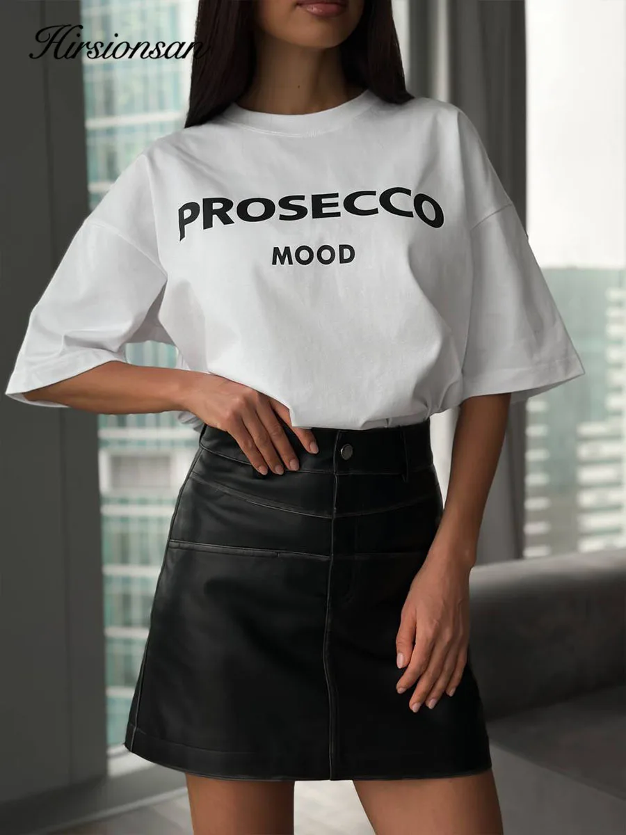

Hirsionsan 100% Cotton T Shirt Women 2026 Summer New Casual Basic Loose Tshirt Chic O Neck Female Tops