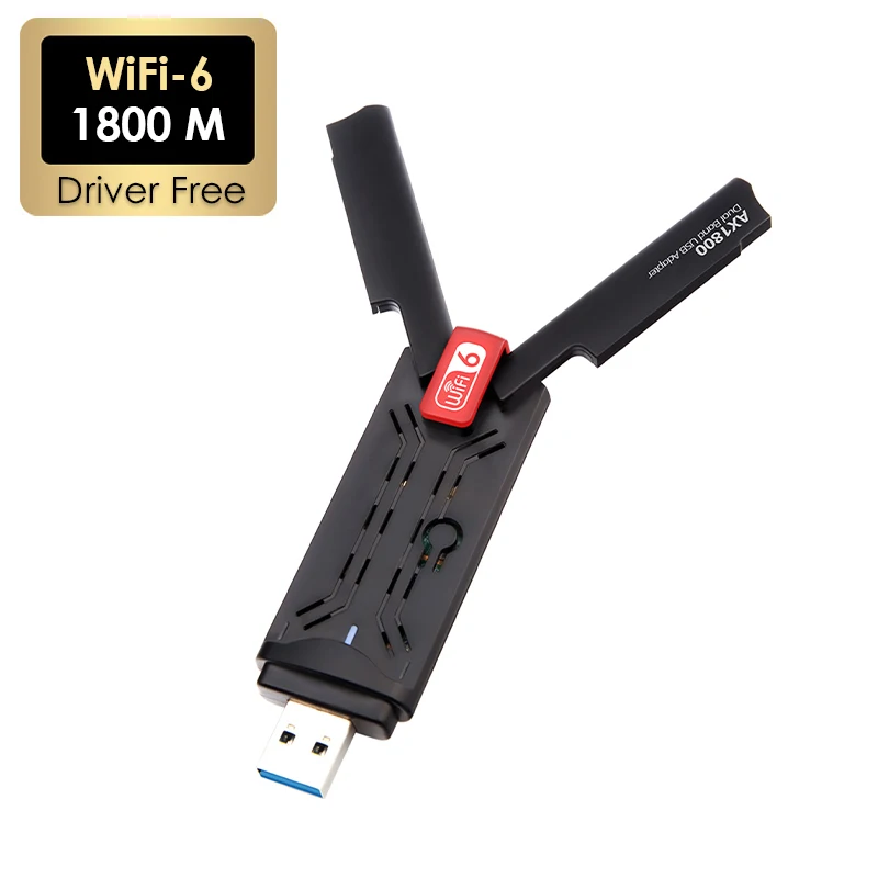 

AX1800M USB3.0 Wi-Fi6 Wireless Network Card 2.4G/5.8G Dual Band WIFI Hotspot Transmitter Receiver With AC Antenna for Win10/11