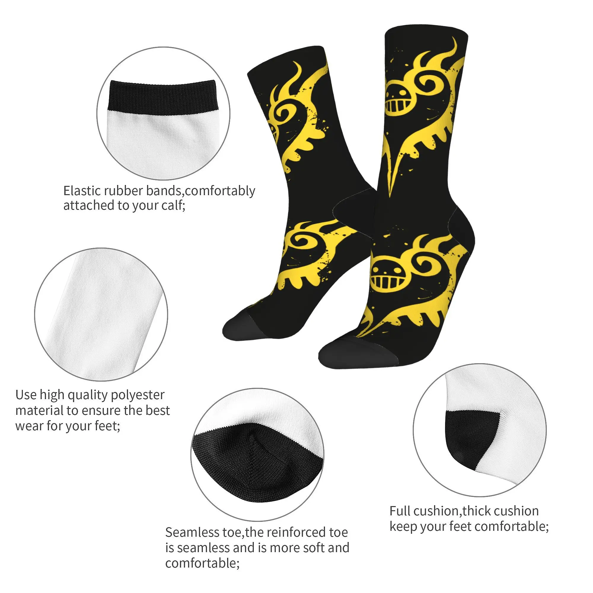 Chaussettes de dehors en Polyester pour Homme et Femme, Décontractées, Drôles, Trafalgar, Law, Cœur, Luffy, Anime, Printemps, Été, Automne, Hiver