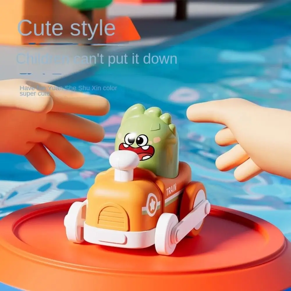 Creatief dierentrein Power Toy Botsing Uitwerpen Auto Glijden Speelgoed Rebound Cartoon Puzzel Speelgoedauto Kinderen