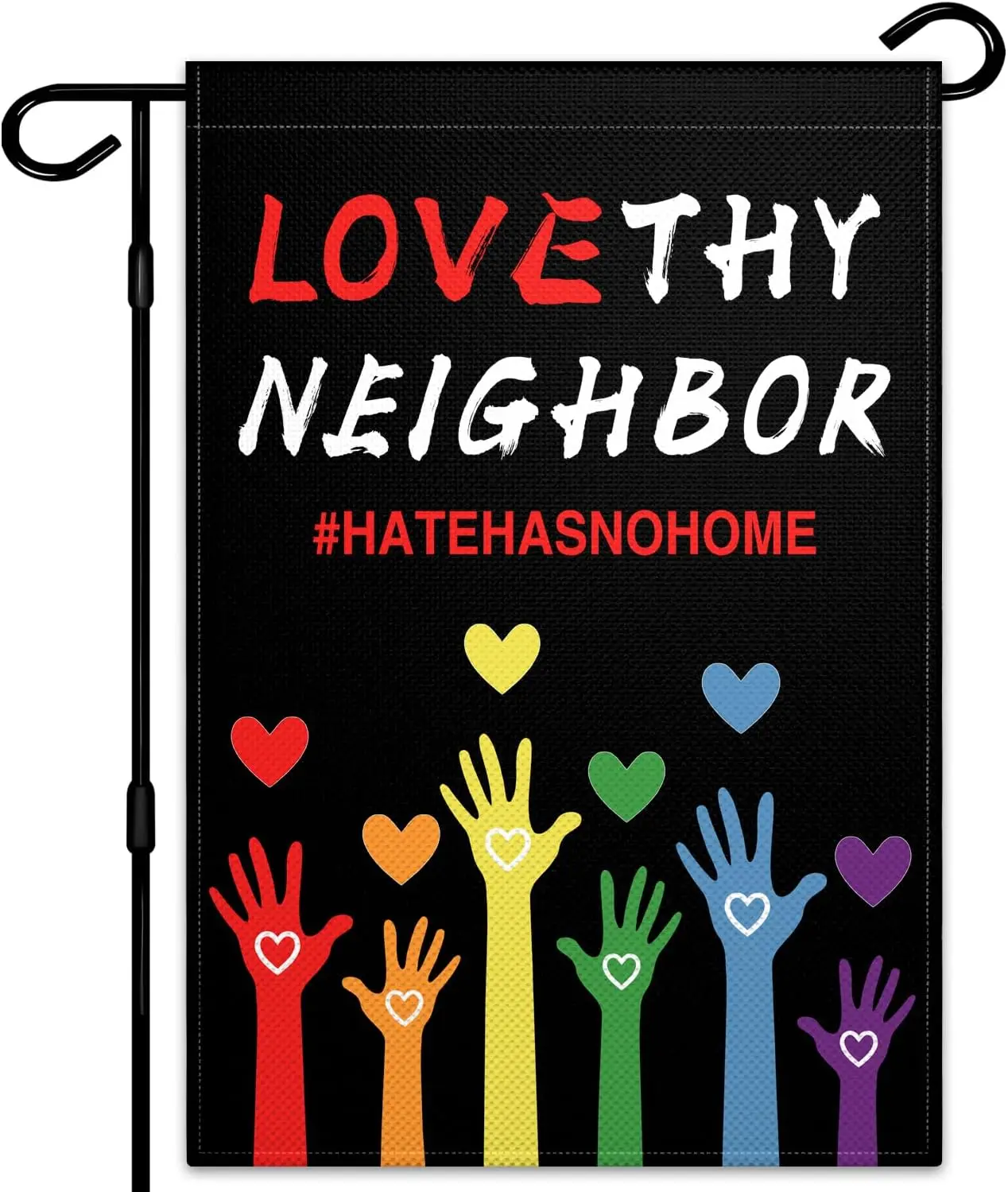 Love Your Neighbor Garden Flags for Outside 12x18 Inch Hate Has No Home Here Garden Flag Vertical Double Sided for Outdoor H zzo