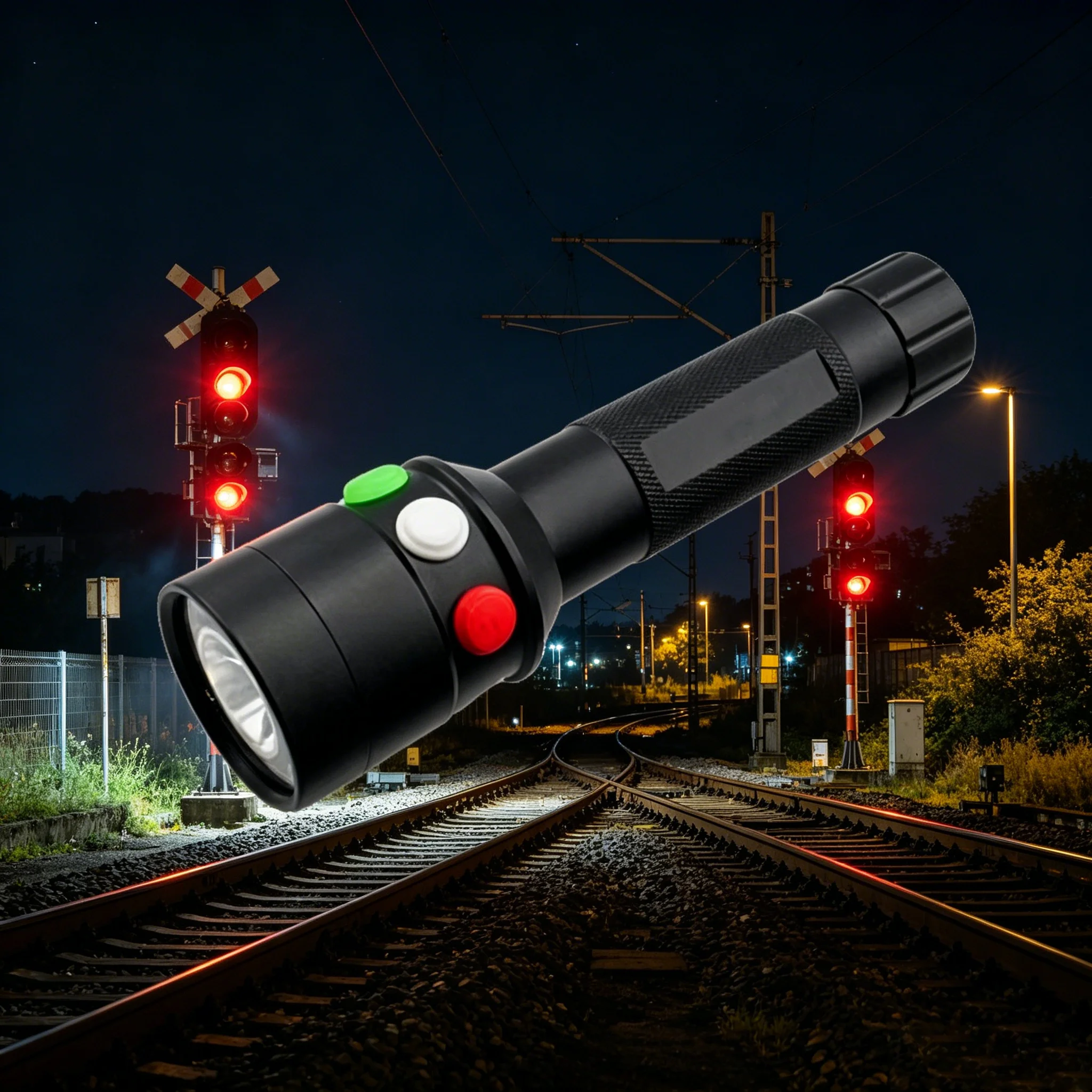 TOPCOM RGW Flashlight Red Green Signal Torch Light USB Rechargeable Railway Road Traffic Lantern with 18650 Battery
