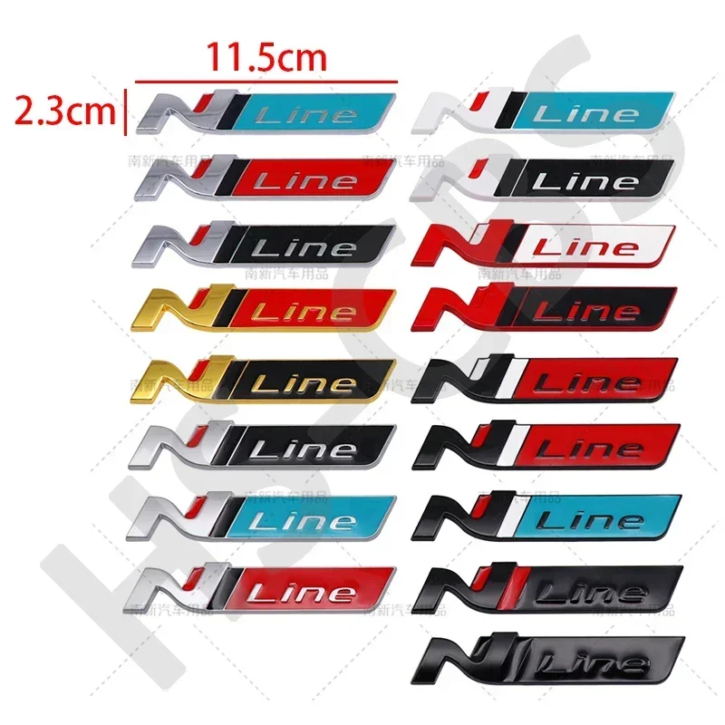 3D Metal N Line Logo Car Rear Trunk Nline Door Fender Badge Sticker Decals For Palisade Tucson Santafe Encino Accent i30 I20