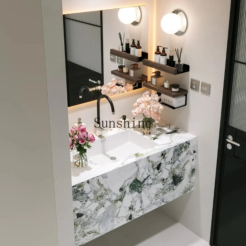 

Slate seamless ceramic basin, bathroom cabinet combination, bathroom washstand, hot bending, custom