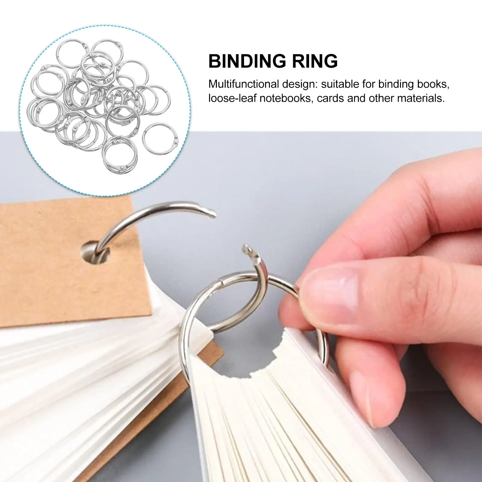 100pcs 20mm Silver Metal Book Rings – Binder Snap Circles for Office, School, Home Organization & Keychains