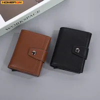Homefish RFID Blocking PU Leather Slim Card Wallet Hasp Closure Mini Credit Card Holder For Men Male Daily Business Pocket Purse 6