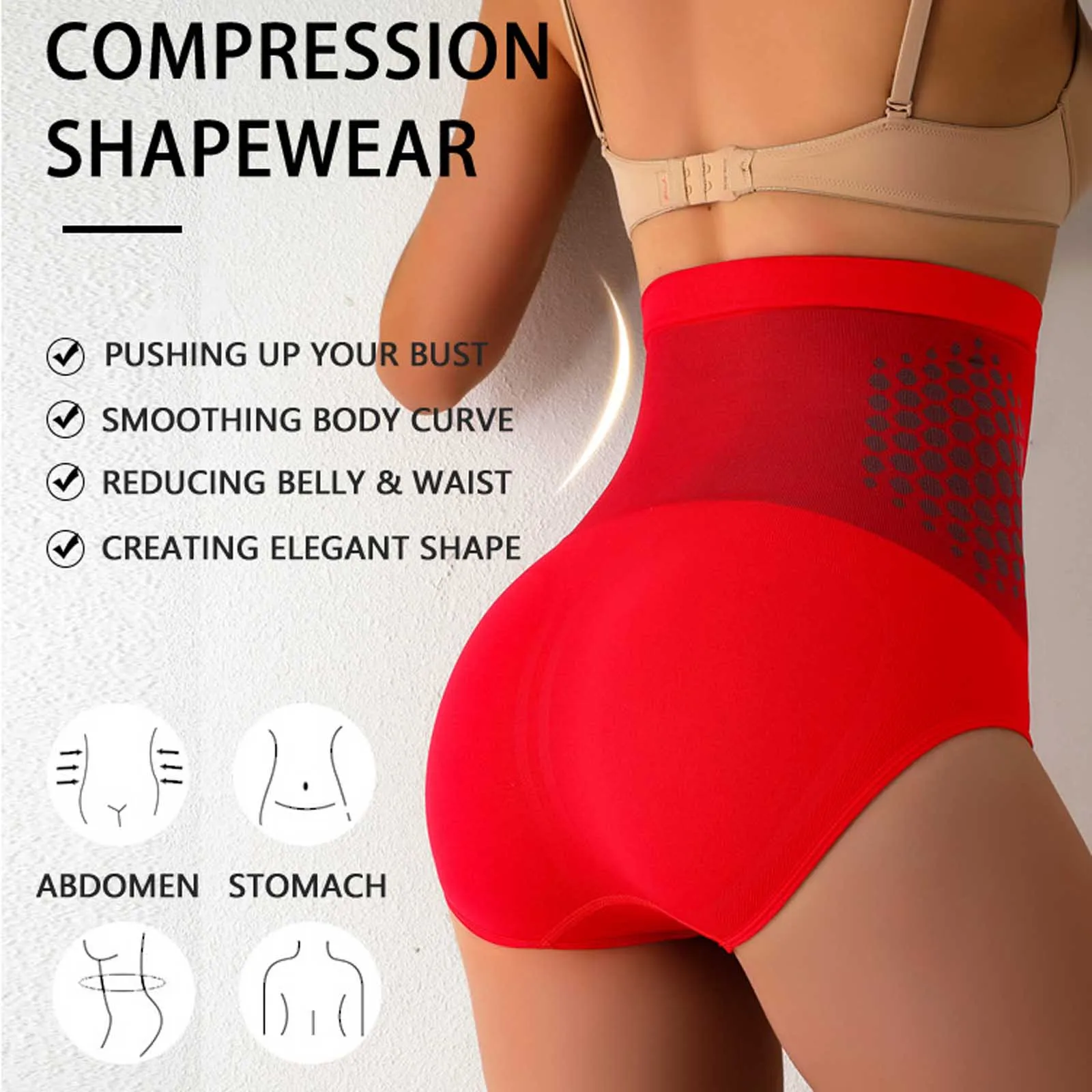 High Waist Tummy Control Shapewear Seamless Slimming Briefs Breathable Waist Trainer Panties Butt Lifting Body Shaper Underwear view 3