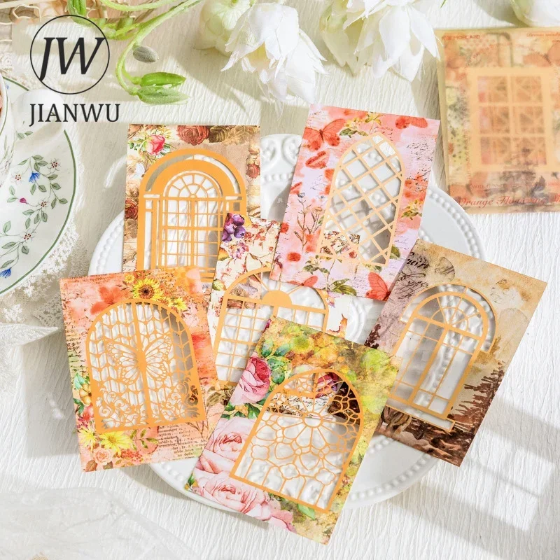 

JIANWU Dream Window Series Vintage Hollow Flower Landscape Collage Decor Material Paper Creative Junk Journal Stationery