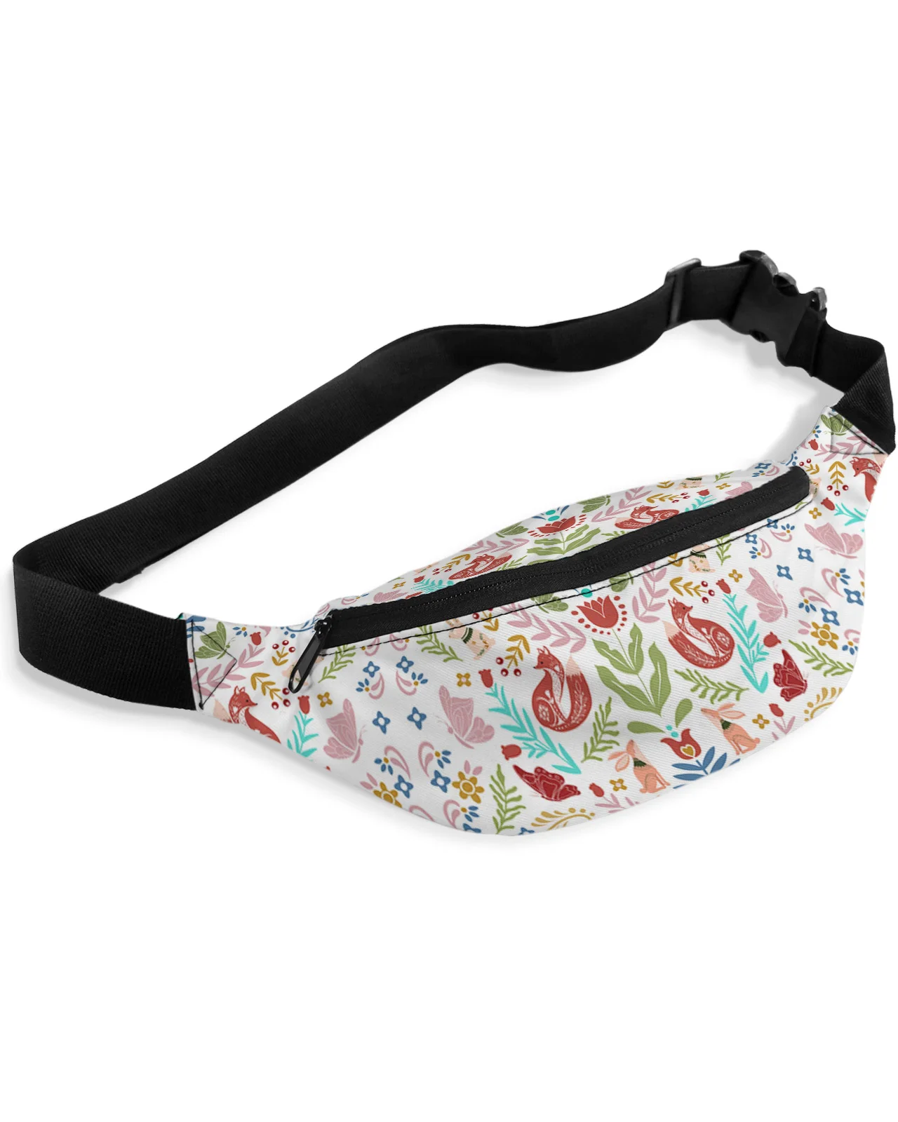 Bolsa de cintura impermeável para homens e mulheres Fanny Pack, bolsa, cinto de telefone, bolsa de carteira Banana Hip Bags, México, borboleta, flor, coelho, raposa