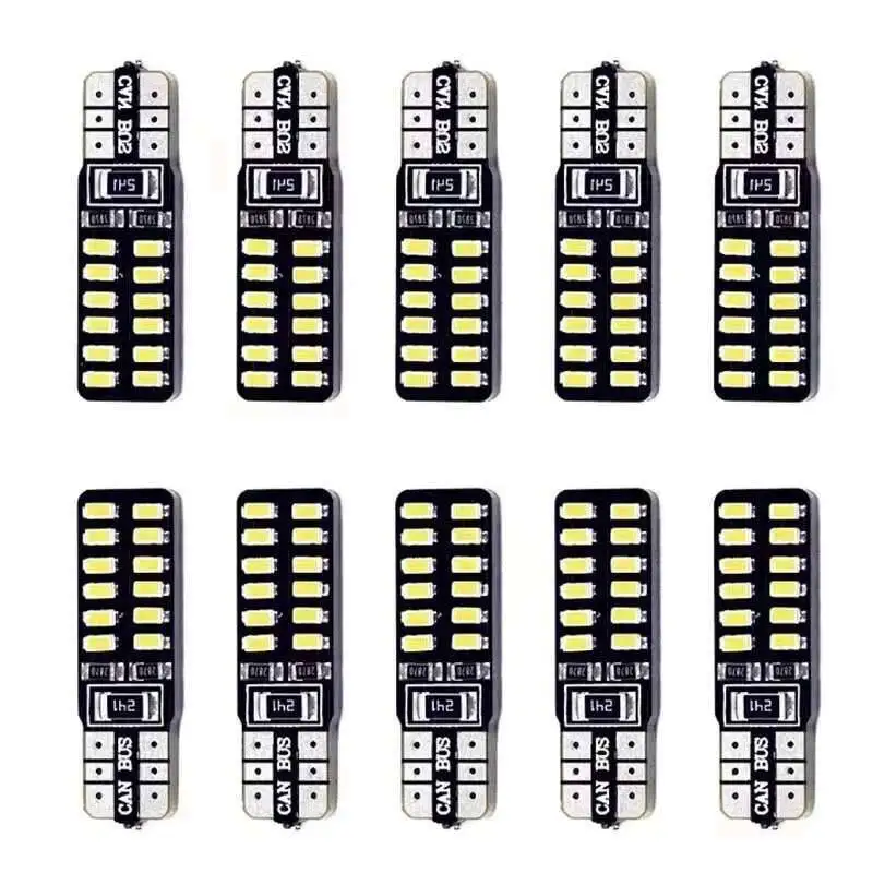 10/2Pcs Car T10 194 168 W5W 3014 SMD 24 LED Auto Clearance Parking Lamps Side Light Bulb DC12V