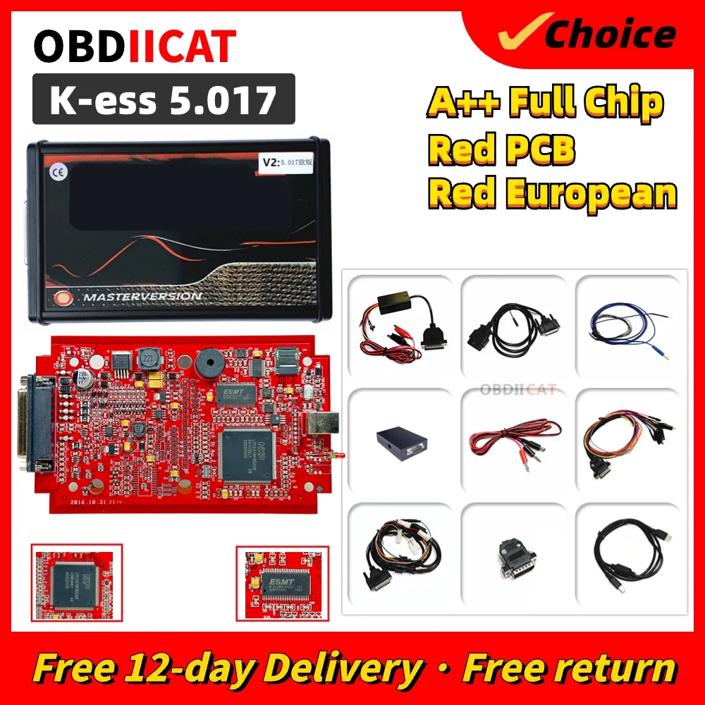 Original Unlimited 2.80 EU Red Kes V5.017 OBD2 Manager Tuning Kit KTA V7.020 4 LED Kes V2 5.017 BDM Frame ECU Programmer