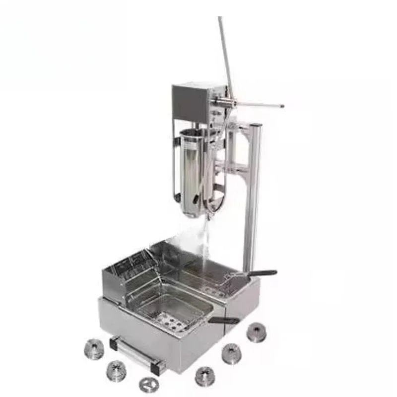 Electric fritters making deep-fried dough with a deep fryer extruding Latin fruit donut machine