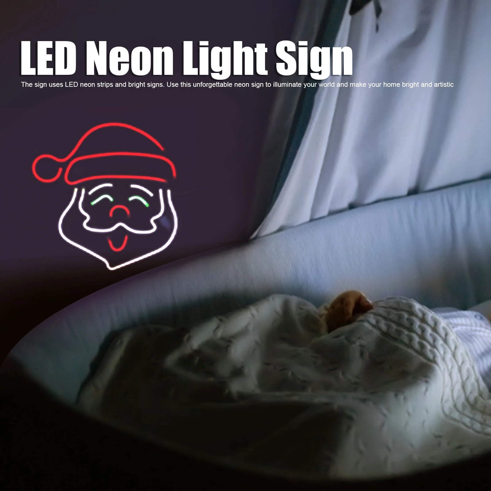 LED ضوء النيون سانتا كلوز تسجيل مصباح الفن الجدار الديكور ضوء لغرفة النوم حفلة عيد ميلاد بار LED سانتا ضوء النيون #2