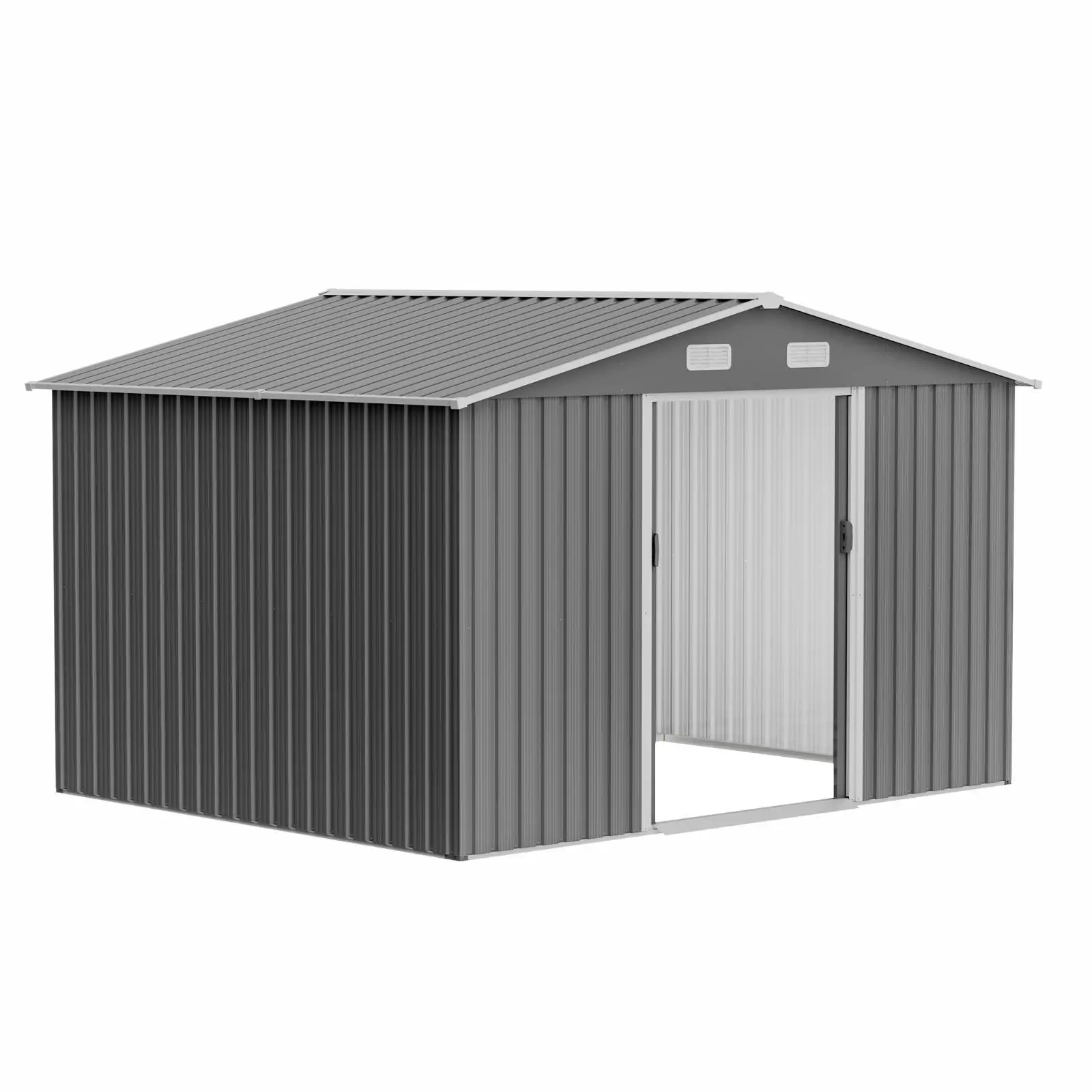

Outdoor Storage Shed 10x8ft Metal Tool Shed Modern Storage House with Sliding Padlock Doors for Garden Equipment