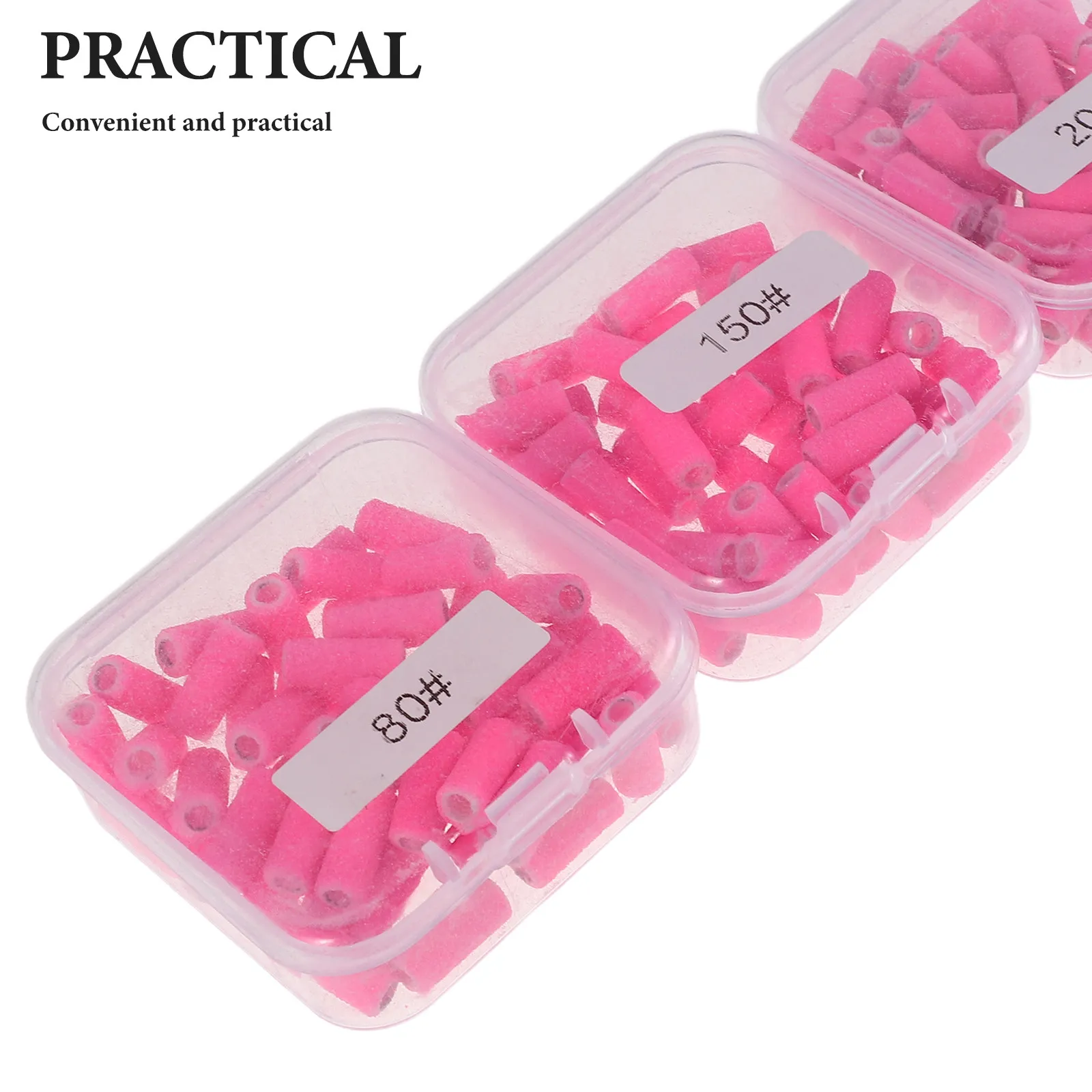 1 set di bande abrasive per unghie da 3 mm, grana 80/150/200, per trapano elettrico per unghie, manicure, modellatura, lucidatura, rimozione della pelle morta