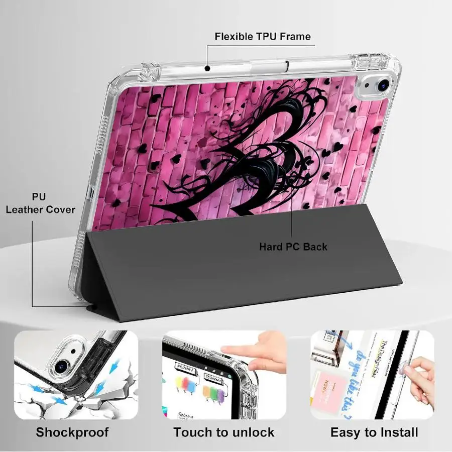 

Tablet Case For iPad Pro 2025 11th 10th 9th 8th 7th 12.9inch Air 4 5 M3 M2 M4 11inch Mini 6 7 Holder Cover Y-Fold Wall Love
