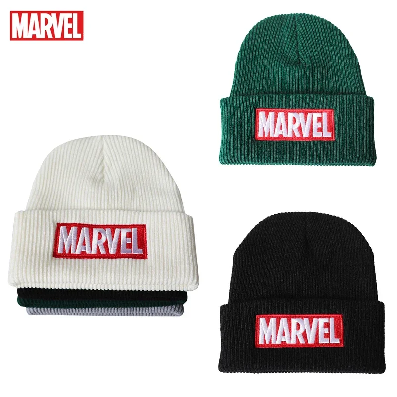 New Marvel Children Hats Spiderman Venom Anime Cartoon Embroidered Knitted Hat Woolen Hat Autumn Winter Hat Boys Christmas Gifts