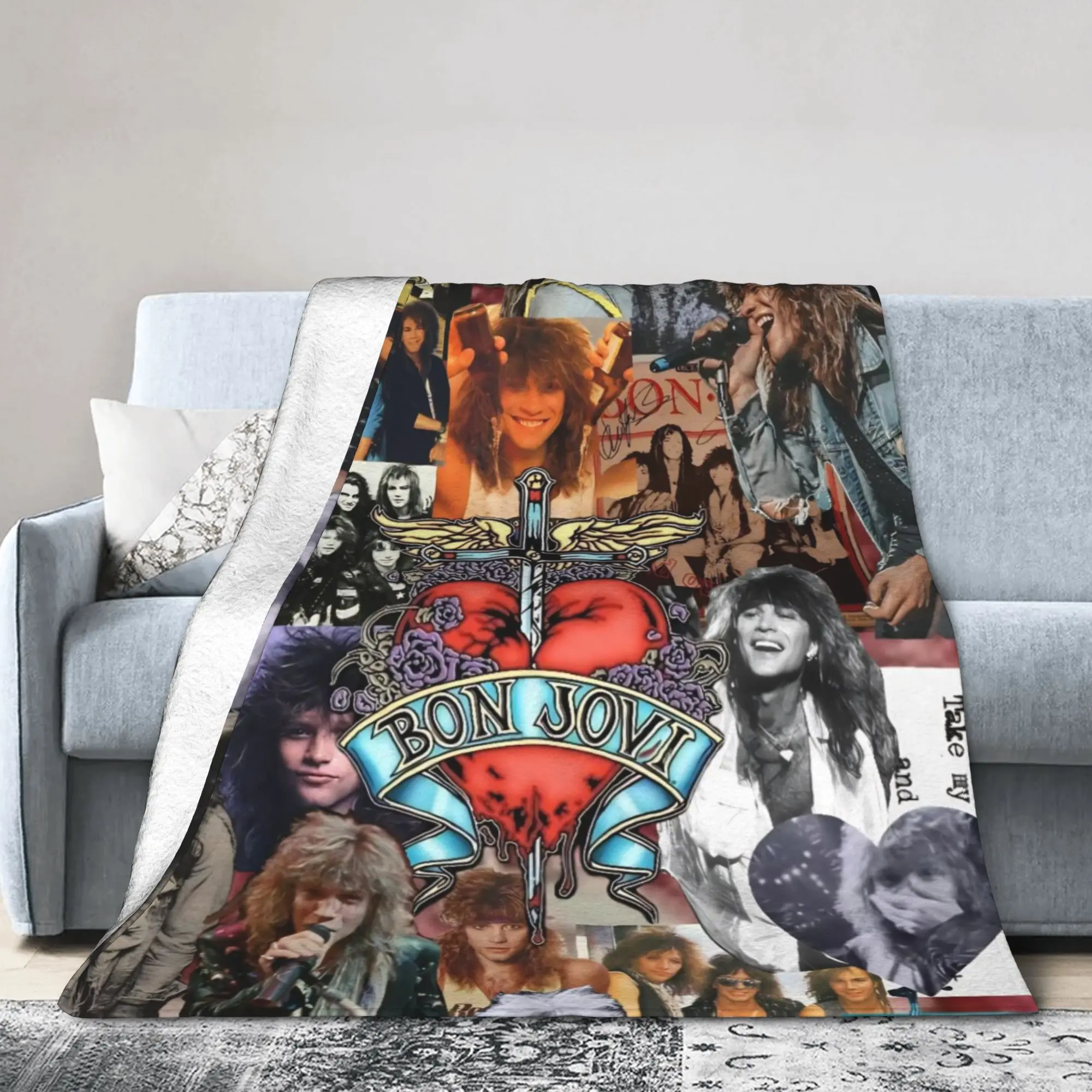 Bons Jovis American Rock Blankets  Fleece Throw Blankets Airplane Travel Printed Soft Warm Bedspread