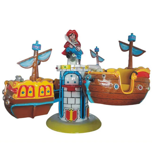 Children's family using playground equipment happy go round carousel