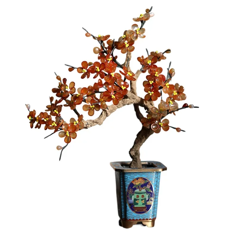 Cloisonne Jade Bonsai Plum Blossom Beijing Special Handicraft Gift