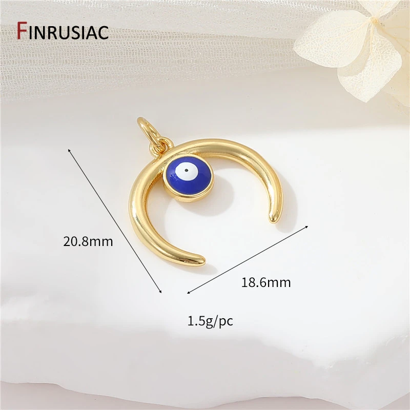 Evil Eye Charms für die Schmuckherstellung, 14 Karat vergoldetes Messing, Zirkon-Charms-Anhänger für DIY-Halskettenherstellung, Zubehör für Schmuck – Detail 19
