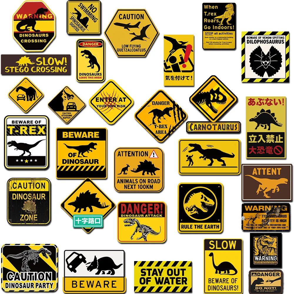 Autocollants de Dinosaur Danger, 60 pièces, panneau de proposition étanche, avertissement, Graffiti, décoration, carnet de notes, téléphone portable, vélo, jouets pour enfants