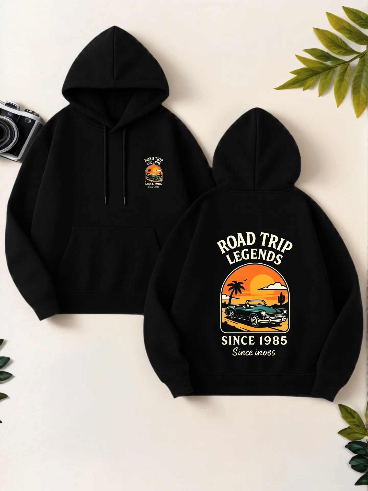 

Graphic Hoodie Women, Road - Trip Legends Print, Vintage Aesthetic, Soft Fabric, Casual Everyday Wear, For Young Men