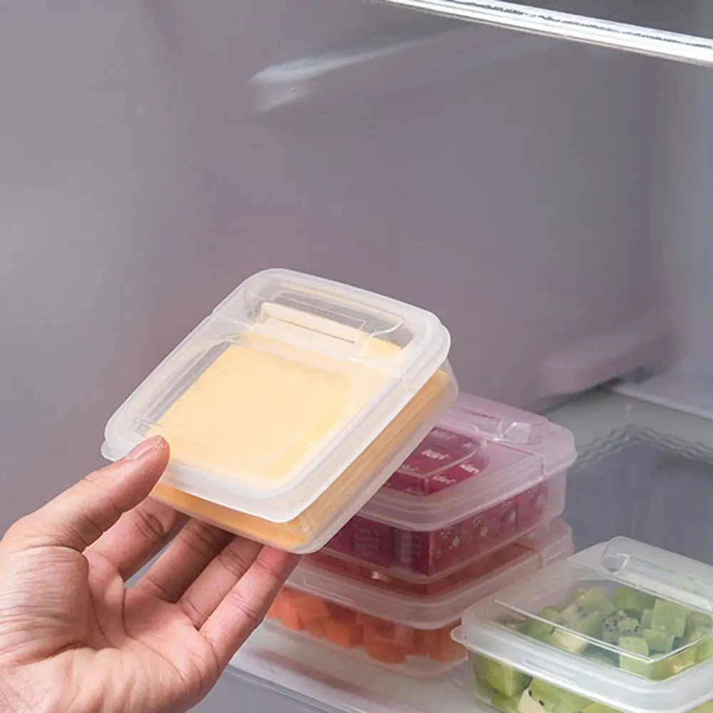 Transparent Half Open Fridge Butter Container Fruit Vegetable Storage Box Cheese Slice Storage Box Fresh-keeping Organizer Case