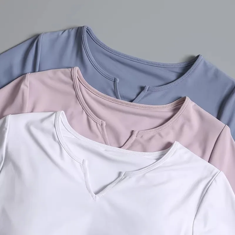 Women's Yoga Top with Chest Pad Summer Pilates Training Fitness Short Sleeve T-Shirt Sport Running Set High-End Sensation