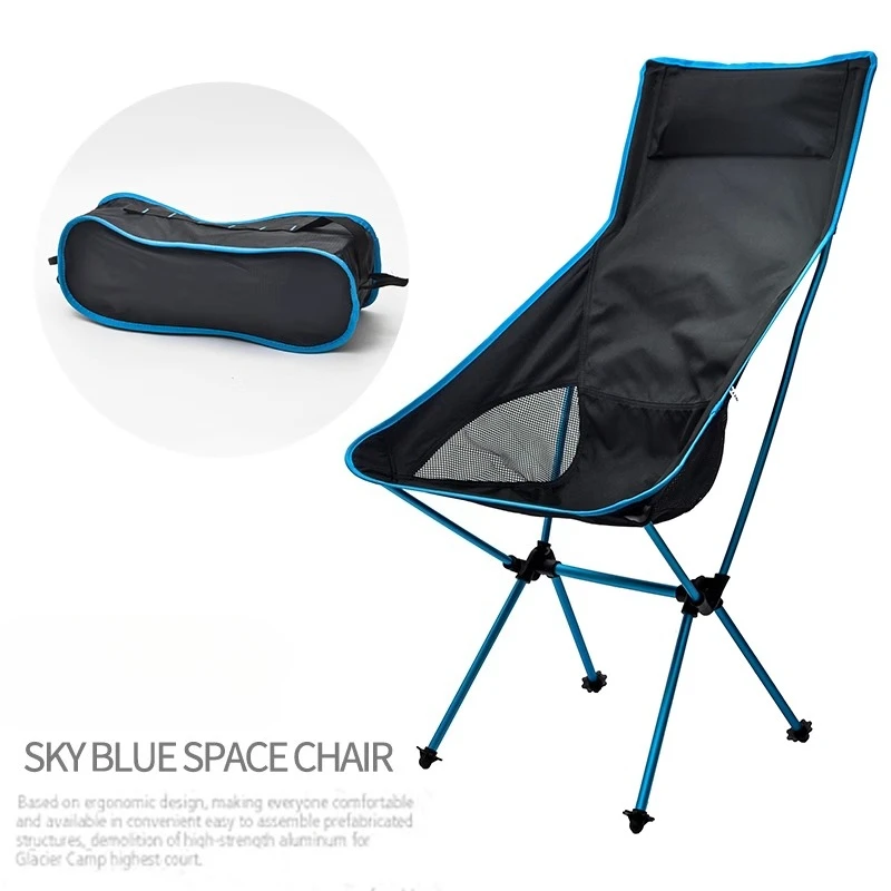 

Outdoor Ultra Light Aluminum Alloy Folding Chair, Portable Raised Space Chair, Backrest Fishing, Leisure, Breathable Moon Chair