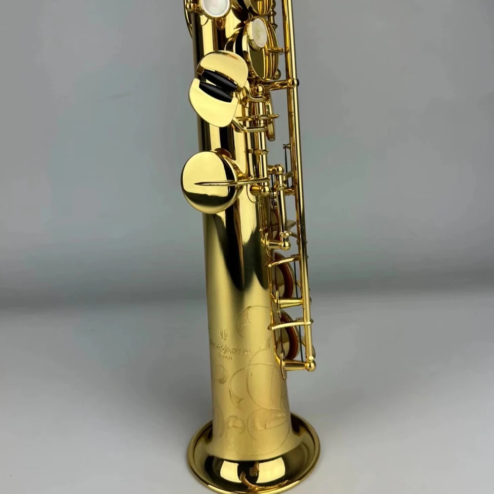 Classic SW01 Soprano Straight Pipe Saxophone flat B lacquered gold brass Sax Soprano jazz instrument with accessories