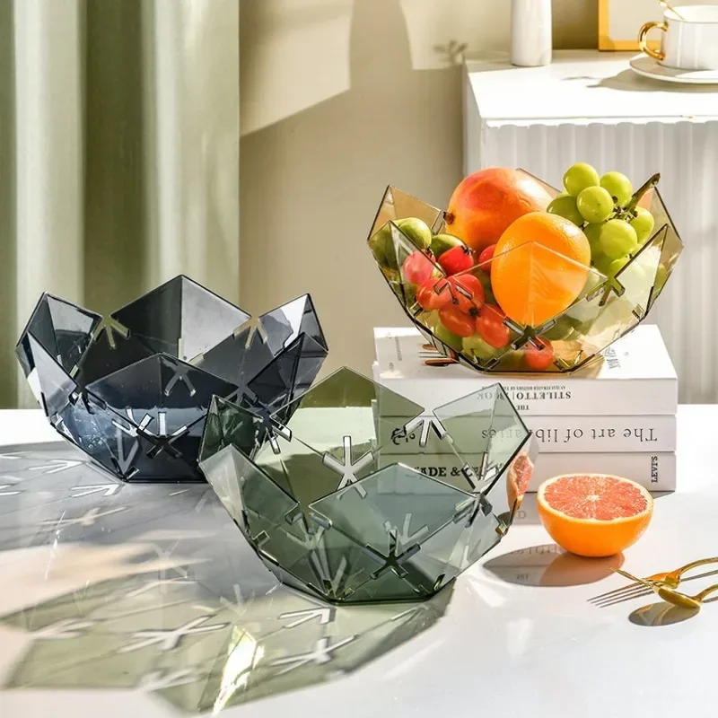 

Creative Transparent Fruit Plate Plastic Home Living Room Coffee Table Fruit Snack Tray Light Luxury Simplicity Candy Storage